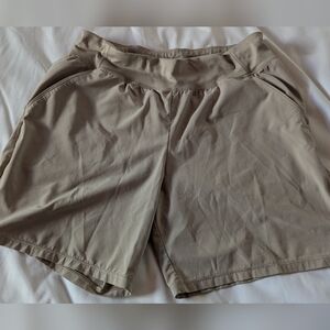 All in Motion Girls Youth L 10/12 TAN KHAKI Mid Rise Loose Fit Athletic Shorts